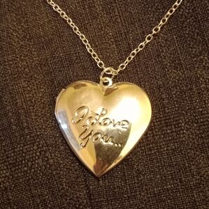 New I love you heart locket silver tone necklace